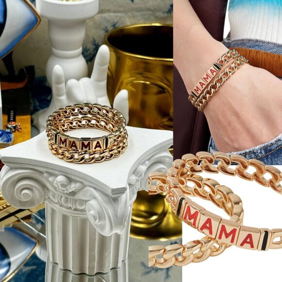 🆕 ROXANNE ASSOULINE 🧿 NWOT The MAMA Link Bracelet Set - Set of 2 Bracelets - Picture 1 of 16